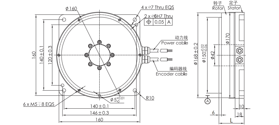 OD 170mm series DD馬達(dá) drawing